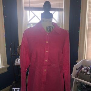 pink button up long sleeve shirt